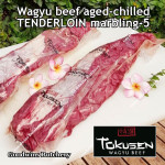 Beef Tenderloin wagyu TOKUSEN aged by Goodwins marbling-5 chilled whole cuts 2pcs/ctn +/-4.5kg price/kg (eye fillet mignon daging sapi has dalam) PREORDER 3-7 days notice